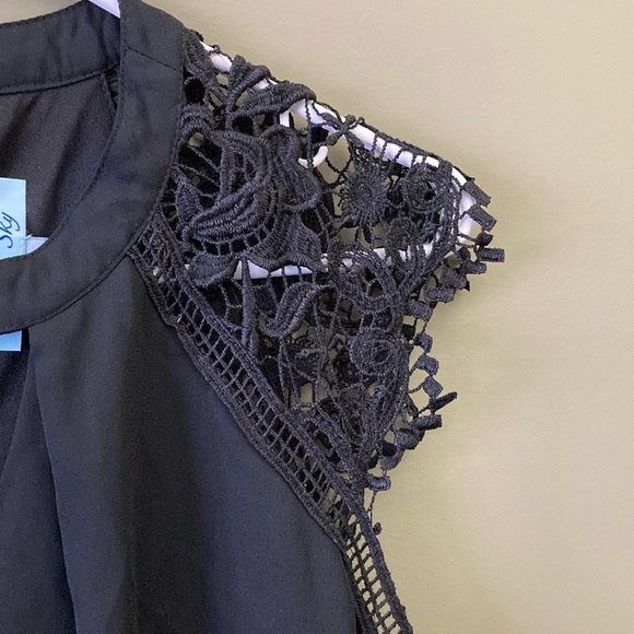 She & Sky Elegant Black Lace Sleeve Dress - Picture 3 of 9